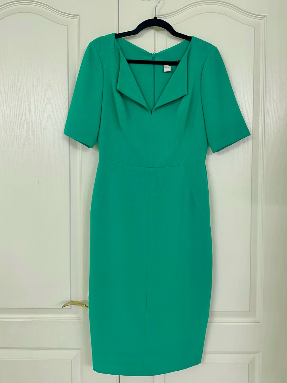 Black Halo Women's Pescara Sheath Dress, Short Sleeve, Knee Length, Green Sz 8